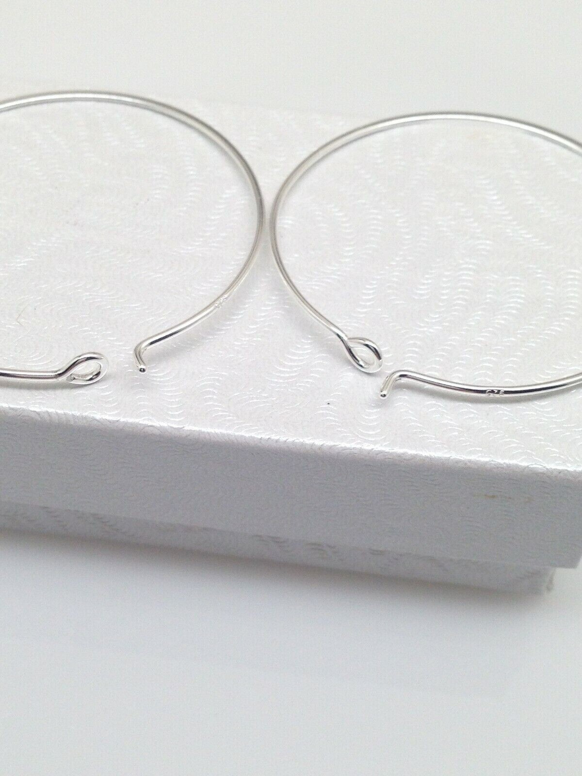 925 Sterling Silver Plain Hoop Earrings THIN Wire Medium Hoops Womens Girls 36mm