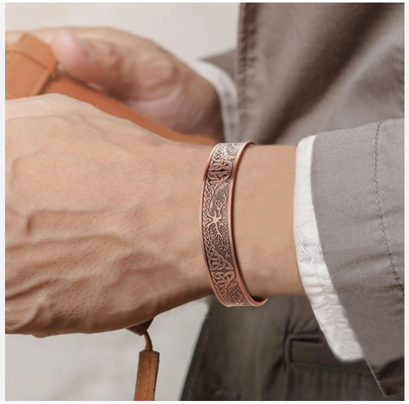 Men’s Bracelet Magnetic Therapy Arthritis Pain Relief Pure Solid Copper Bangle
