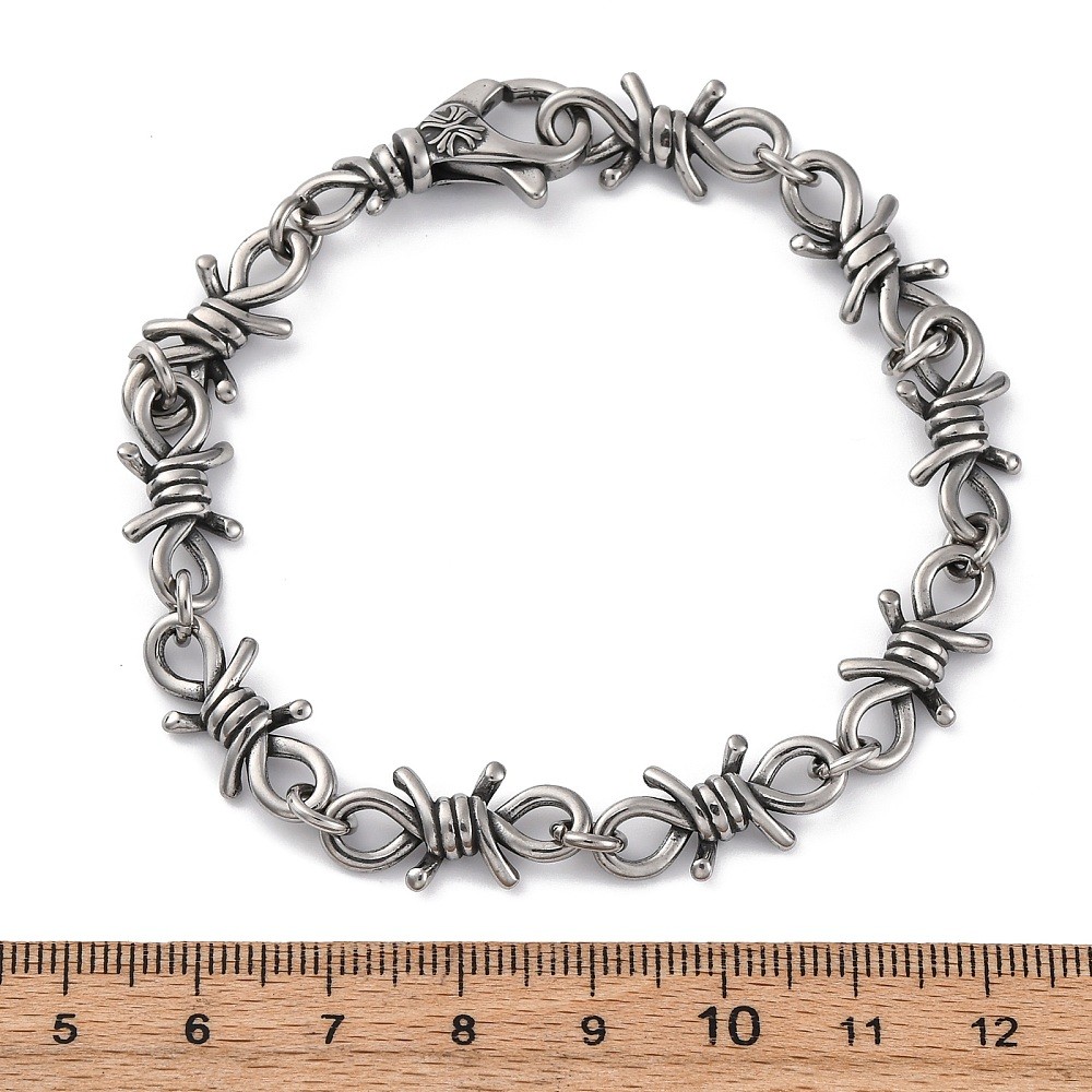 Chain Bracelet Stainless Steel Barbed Wire Link Chain Antique Silver T111