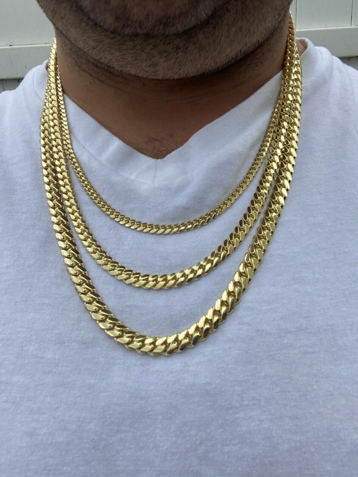Real 10k Solid Gold Cuban Link Necklace 7mm Box Clasp Men 20 22 24 26 28 30 Inch