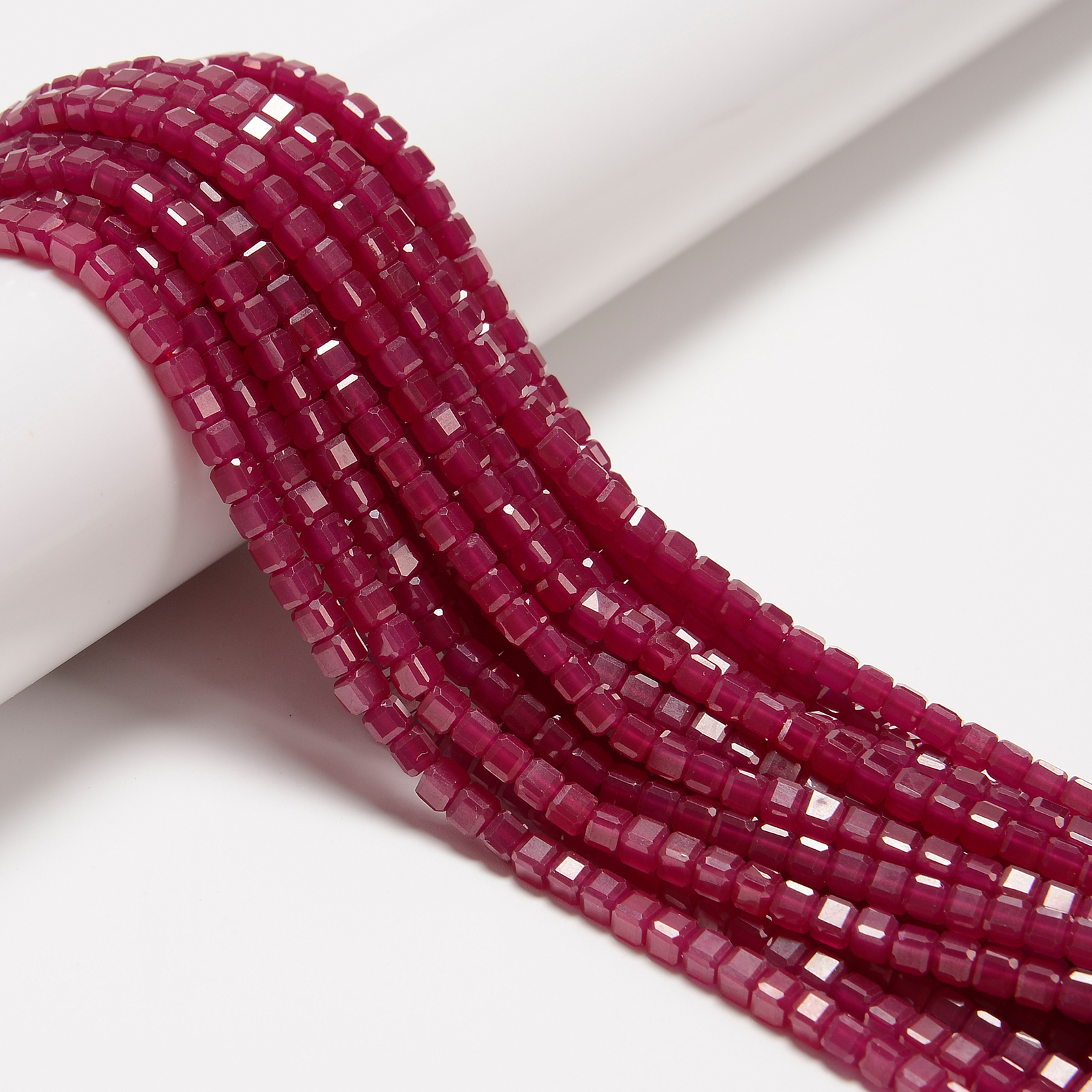 Natural Ruby Faceted Rubik’s Cube Beads Size 2mm 3mm 4mm 15.5” Strand