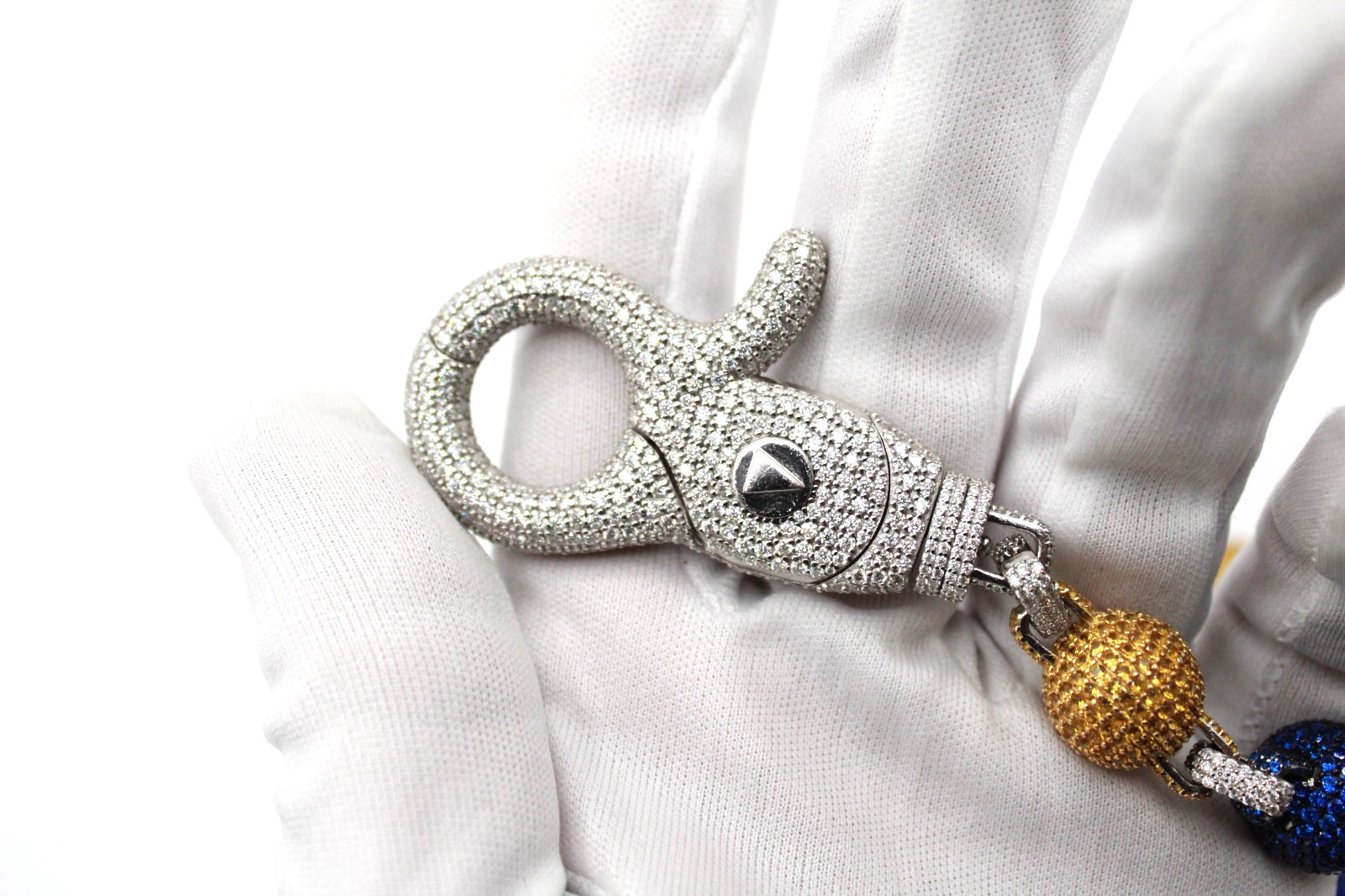 Custom Ball Link Pocket Chain, Moissanite 28.5″ 377 Grams .925