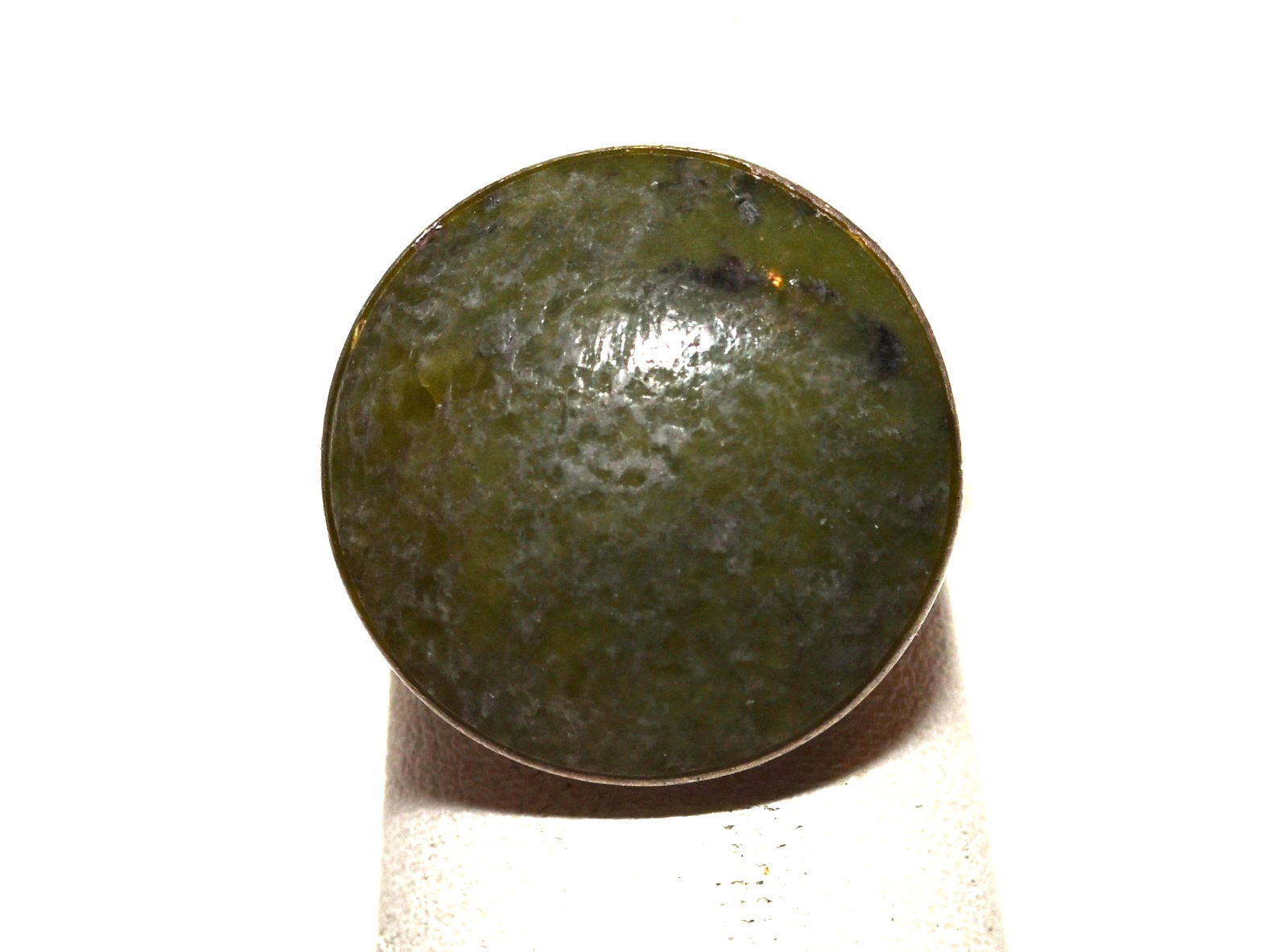 Vintage Green Agate Adjustable Sterling Silver Ring 5.3 Gram Size: 6