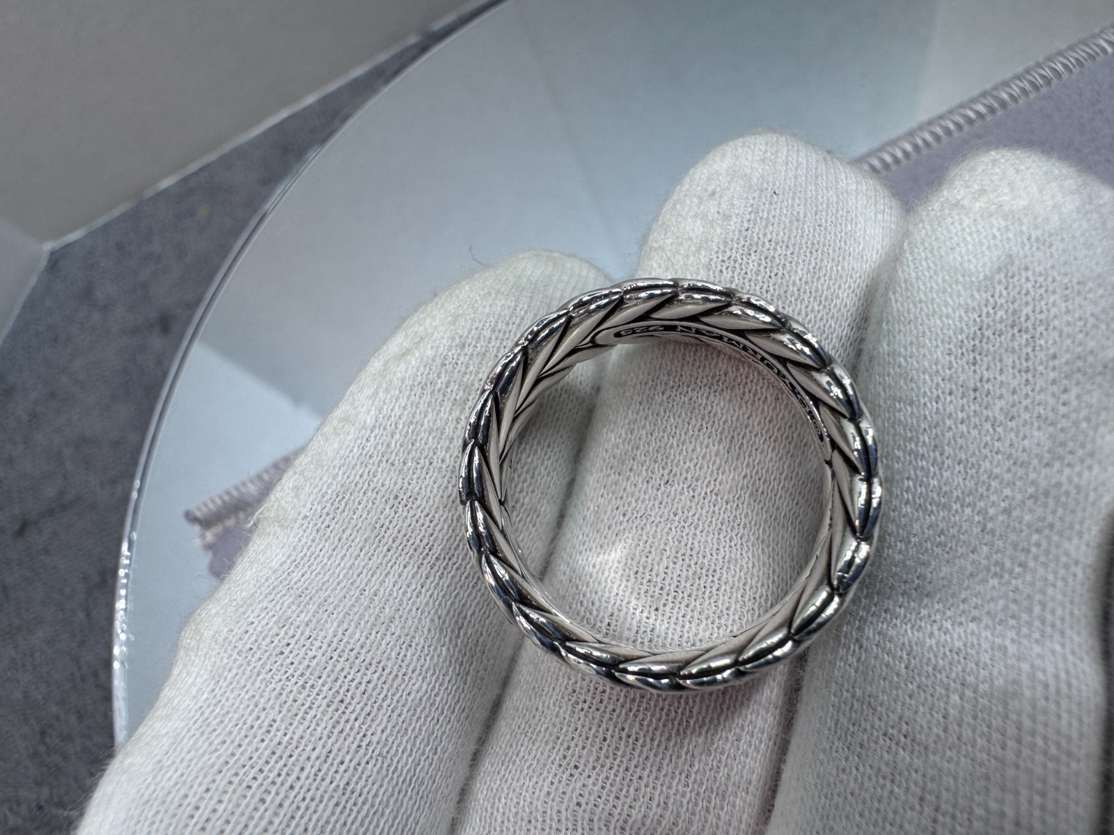 David Yurman Sterling Silver Men’s Diamond Chevron Pave Band Ring 9mm – Size 11