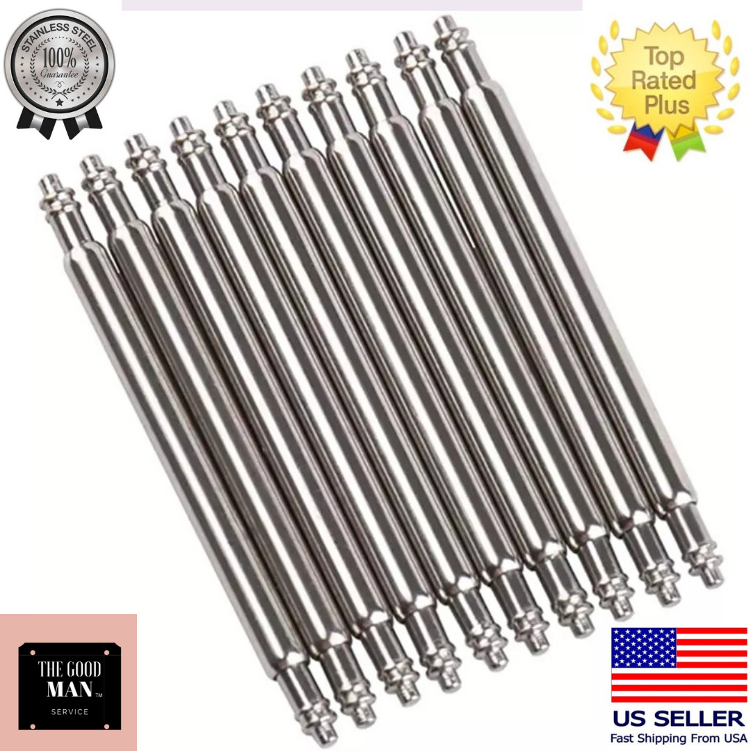 10 Pcs SemiHeavy 1.8mm Stair Double Flange Stainless Steel Watch Spring Bars A+