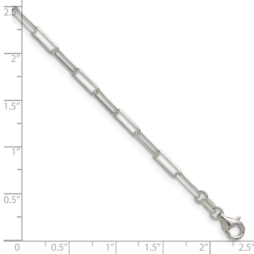 Sterling Silver 3.1mm Diamond-Cut Paperclip Chain Bracelet 7″-8″