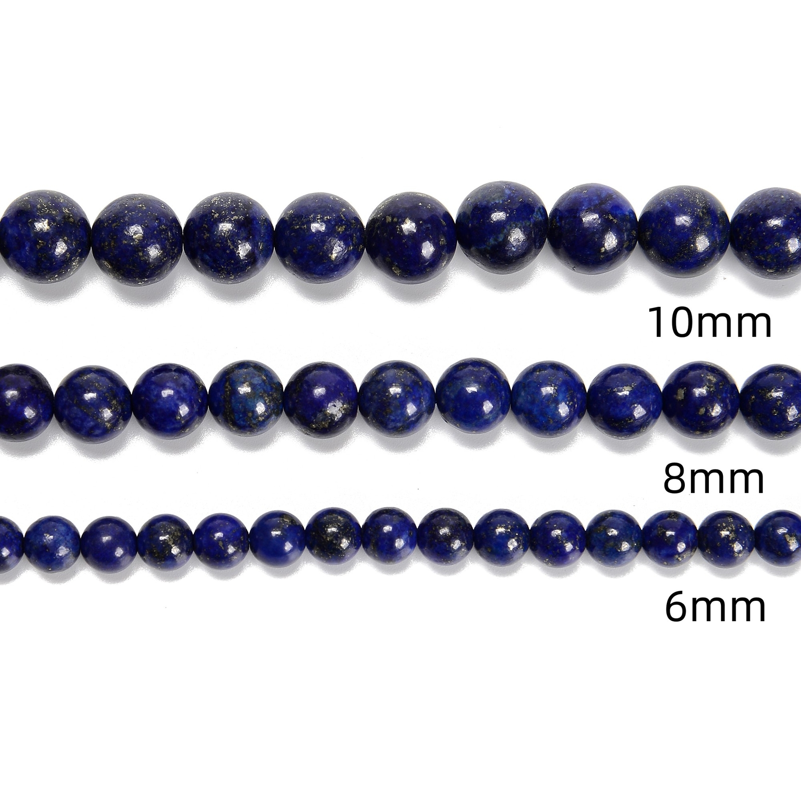 Lapis Lazuli Smooth Round Beads 6mm 8mm 10mm 12mm 15.5″ Strand