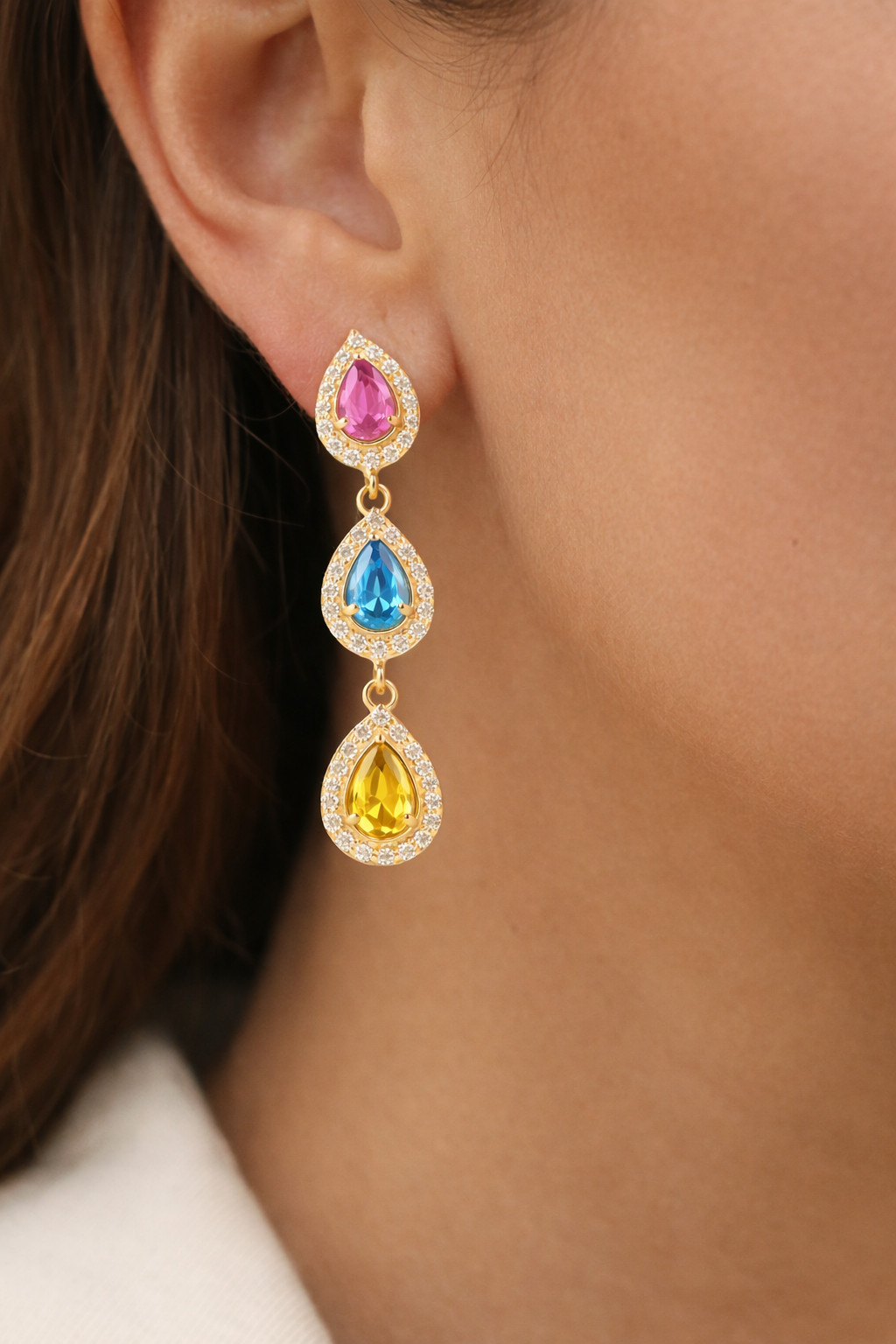 Dangle Drop 925 Sterling Silver Handmade Multi Gemstone Earrings For Her
