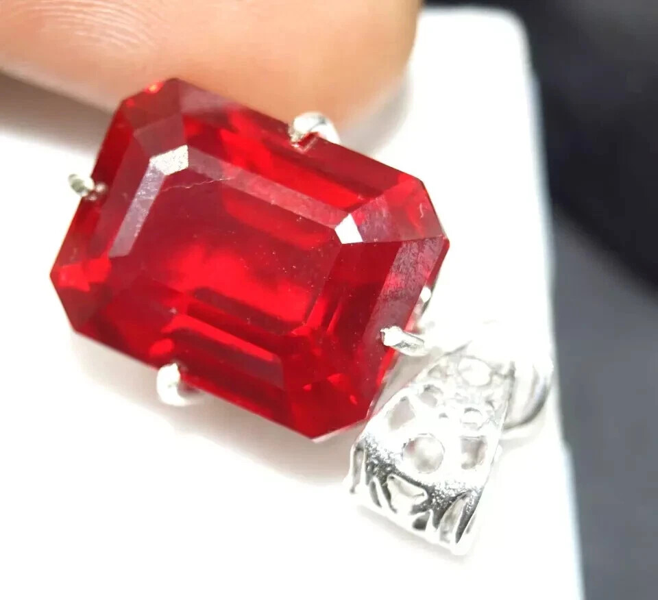 30 Ct Natural Red Ruby Emerald Cut Pendant AGL Certified Gemstone