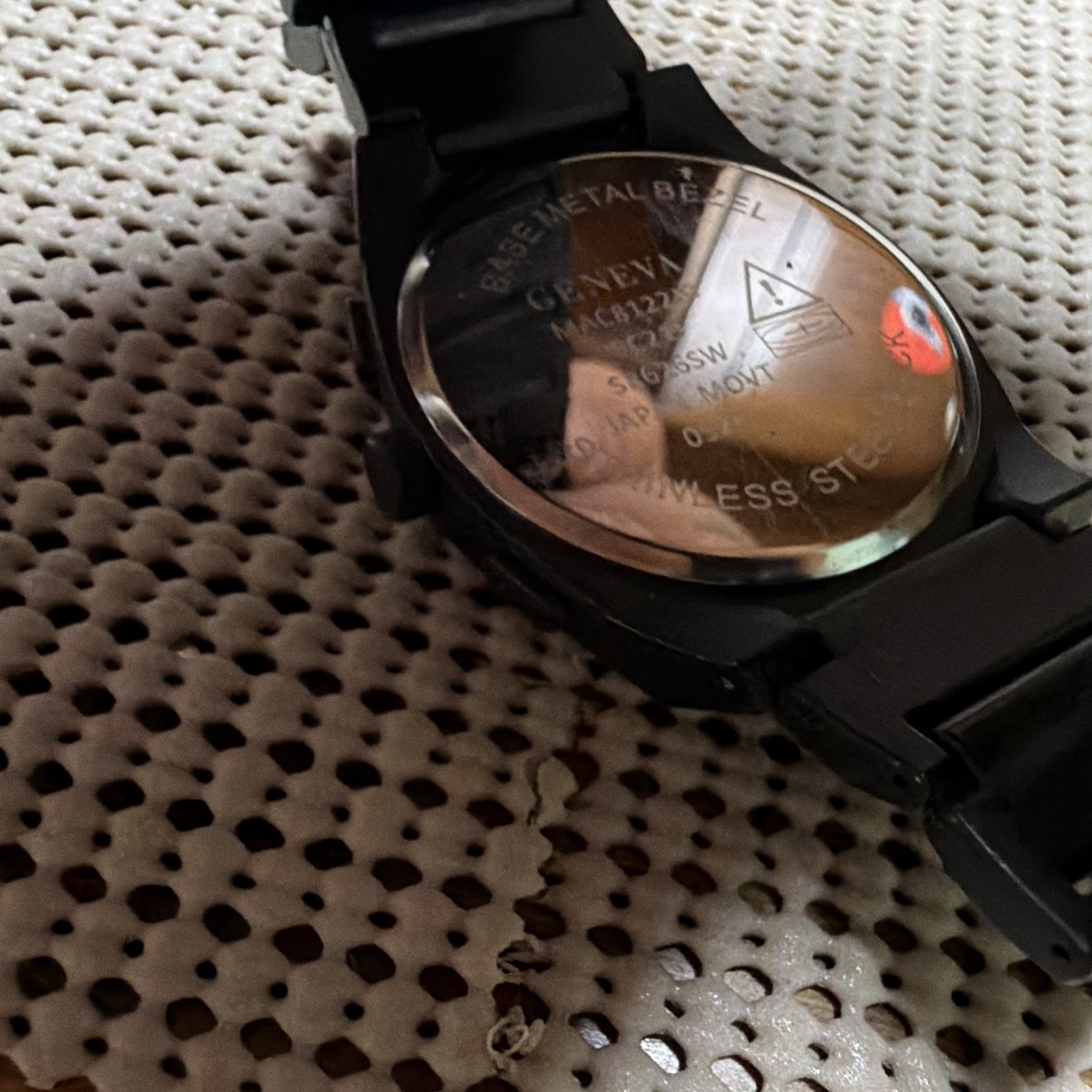 Geneva Quartz Chronograph Analog Watch Black Dial Stick Indexes Metal Bracelet