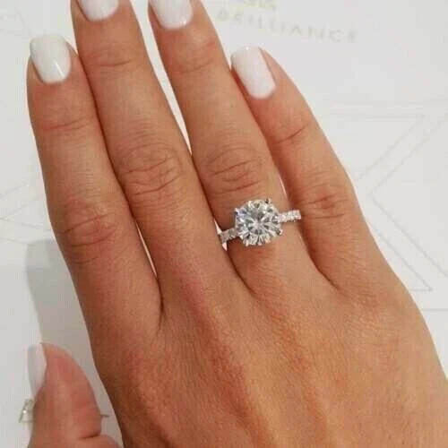 2.00 Ct Round-Cut Lab Created Diamond Engagement Ring 14K White Gold Finish