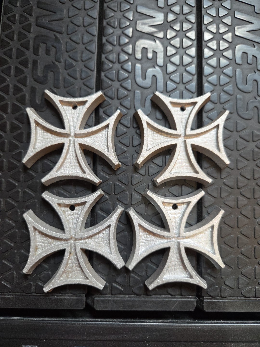 1960’s Surfer Maltese Heraldic Pewter Cross 2″ Set of 4 Painted Black