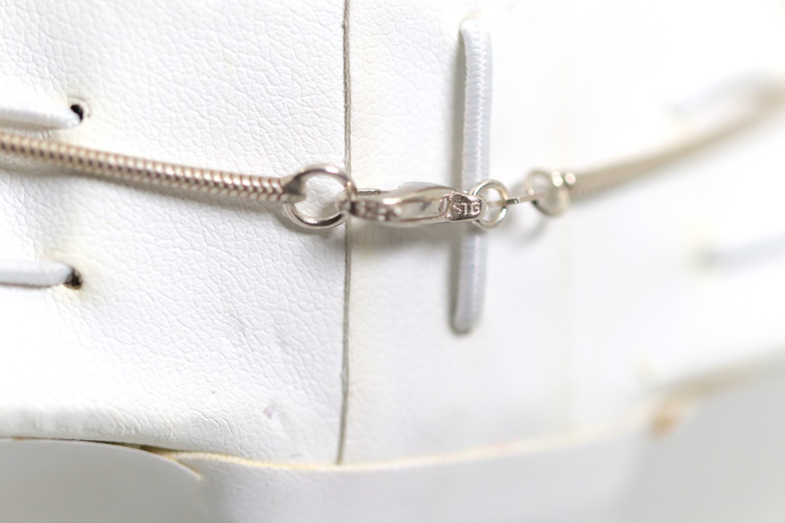 Sterling Silver 925 Necklace Snake Chain Anodised Abstract 1980, L: 38cm