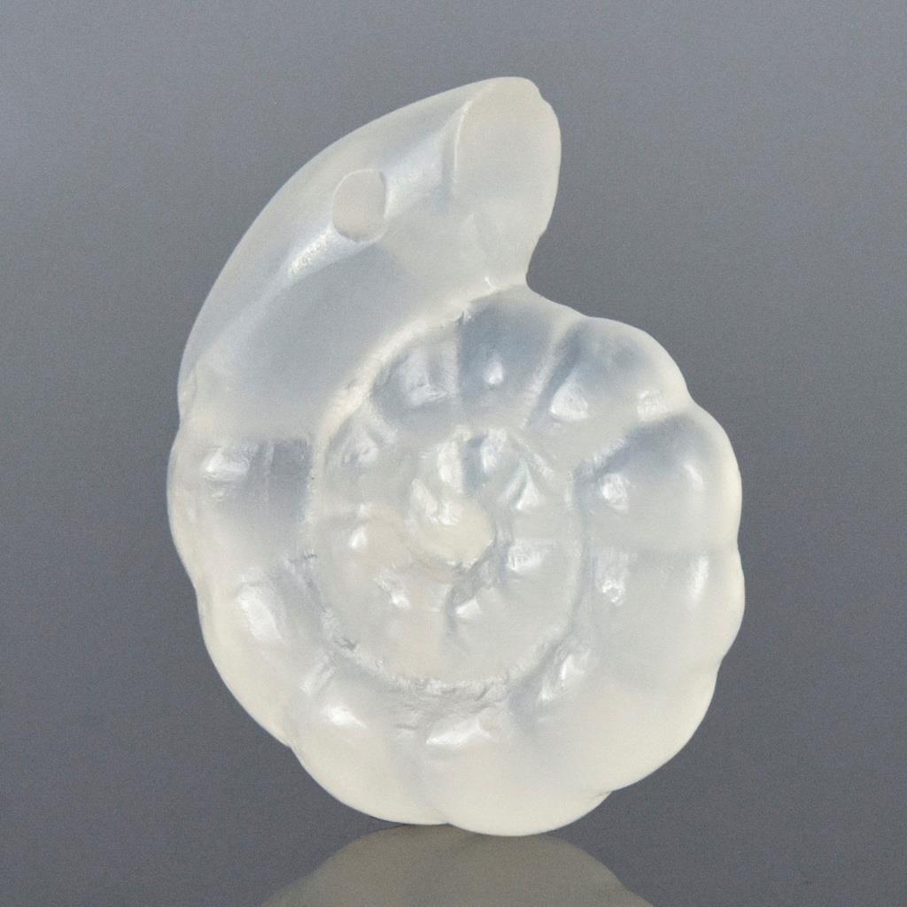 Ammonite Design Carved White Chalcedony Gemstone Focal Bead drilled 4.10 g