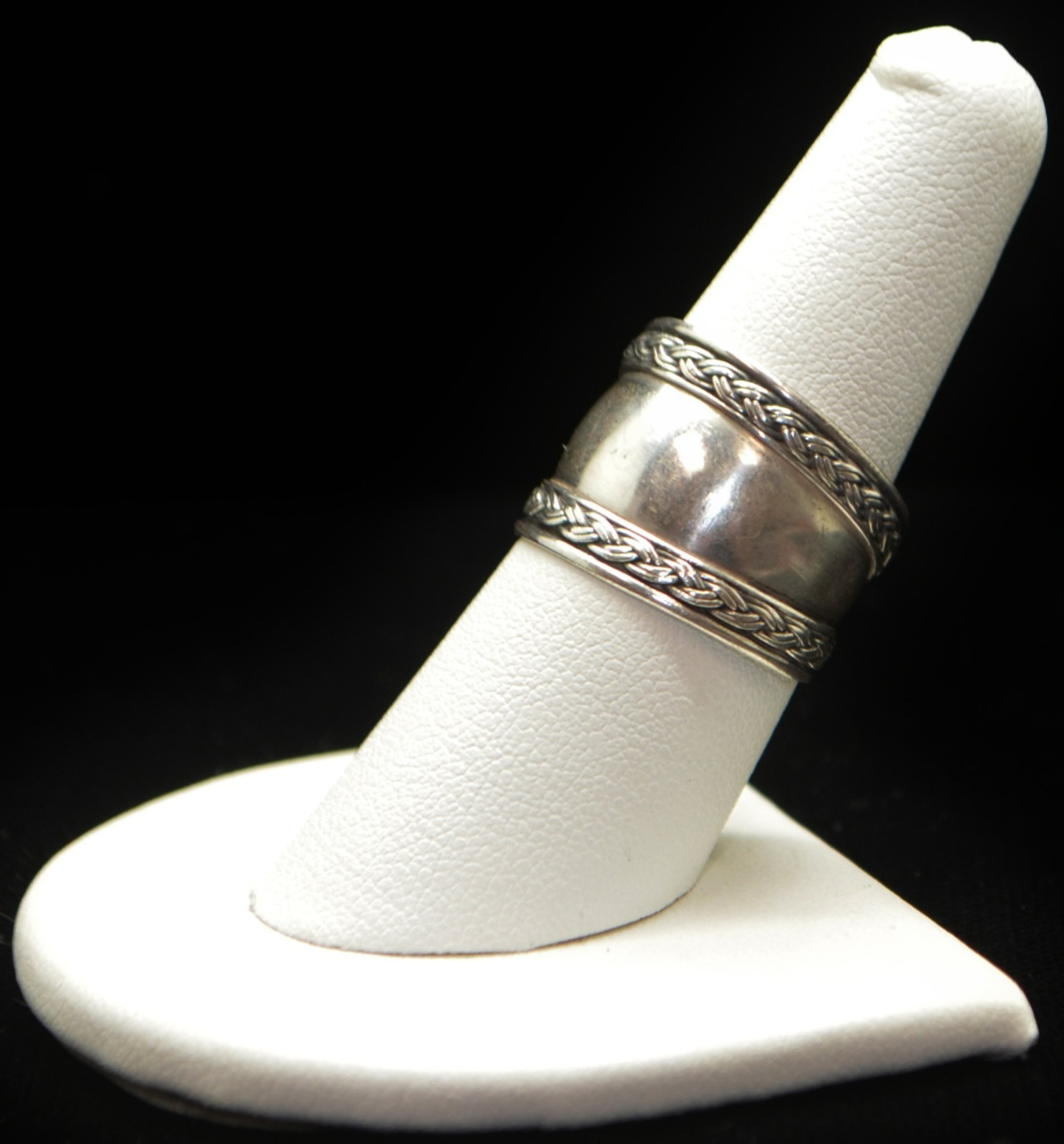 Sterling Silver Braided Edges Smooth Band Ring SZ 7.75 #FMH249
