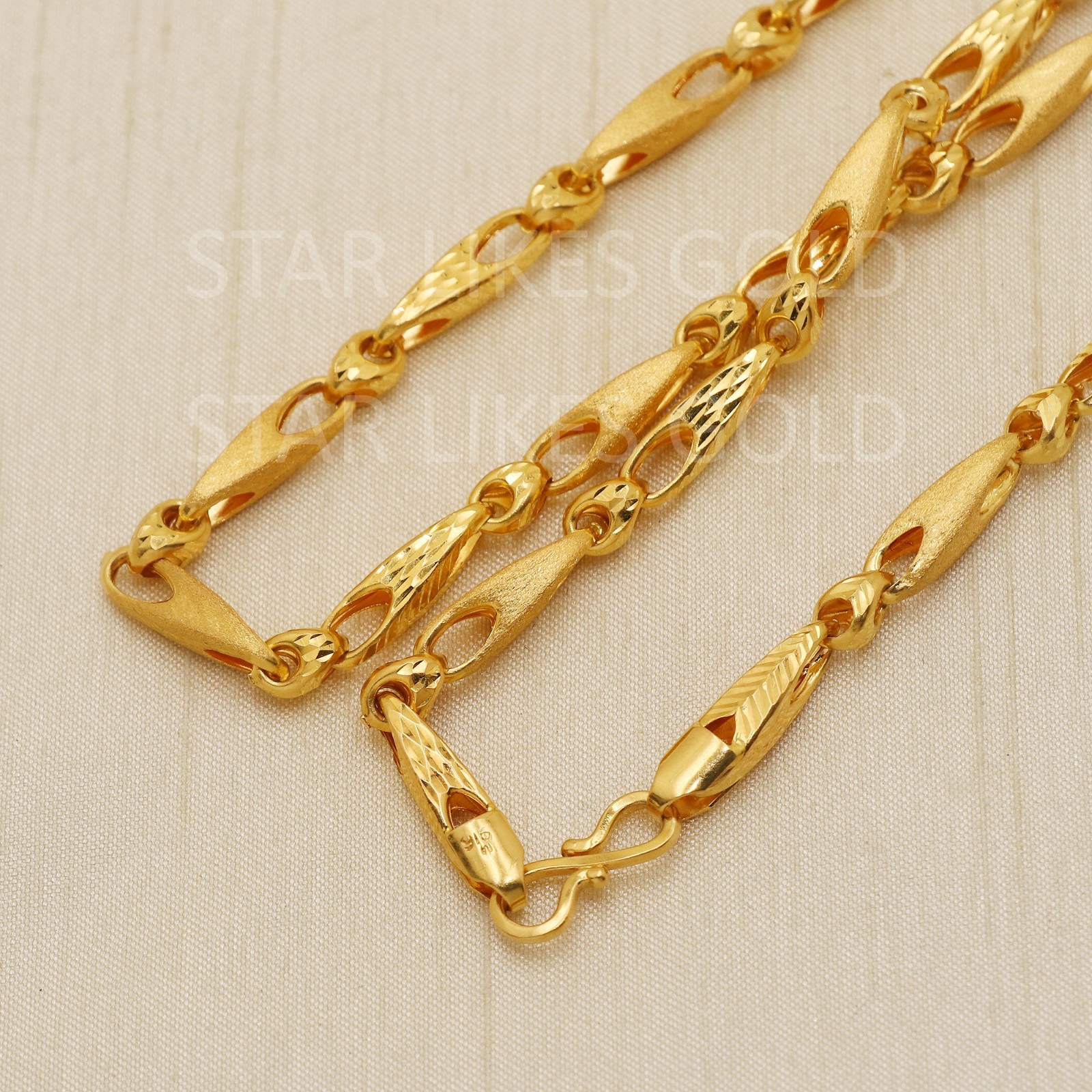 22K Yellow Gold Diamond Cut Machine Chain 19.75″ 16.56g 4.5mm Textured Link 916