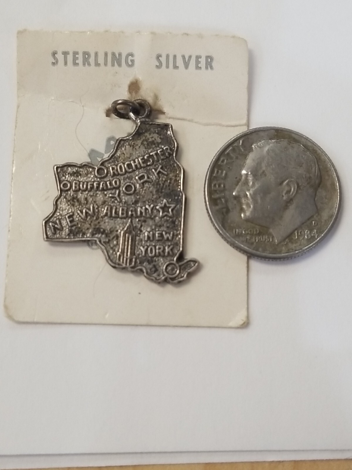 Vintage Sterling Silver State Map Charm, SELECT From 16 different States NOS