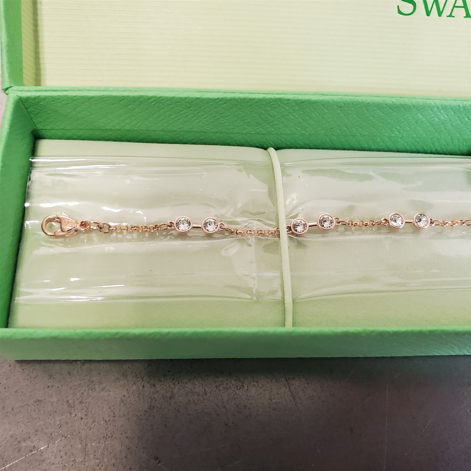 Swarovski Remix Collection Strand Round Cut Clear Rose Gold-Tone Finish Bracelet