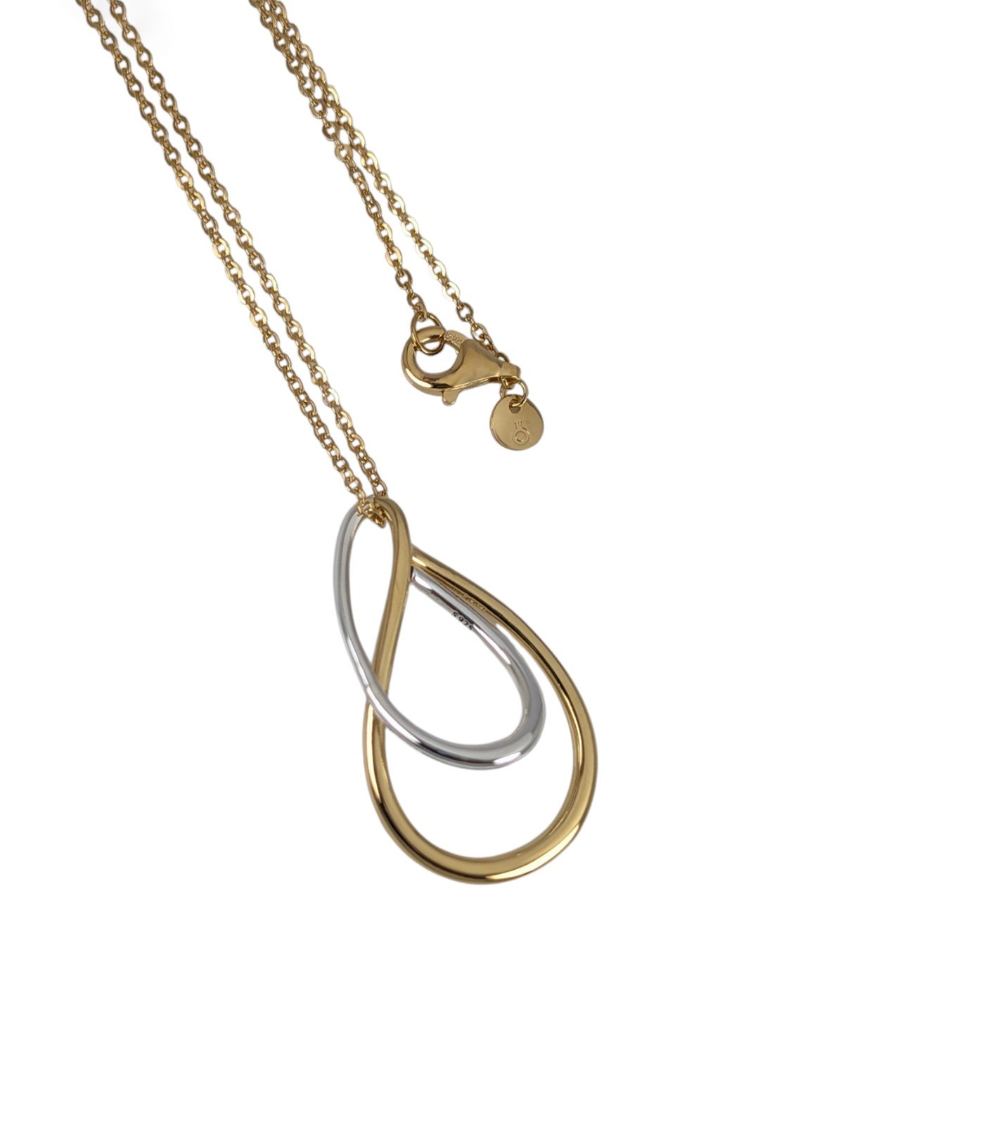 NEW 100% Authentic PANDORA Two Tone Double Pendant Gold Chain Necklace 364668C00