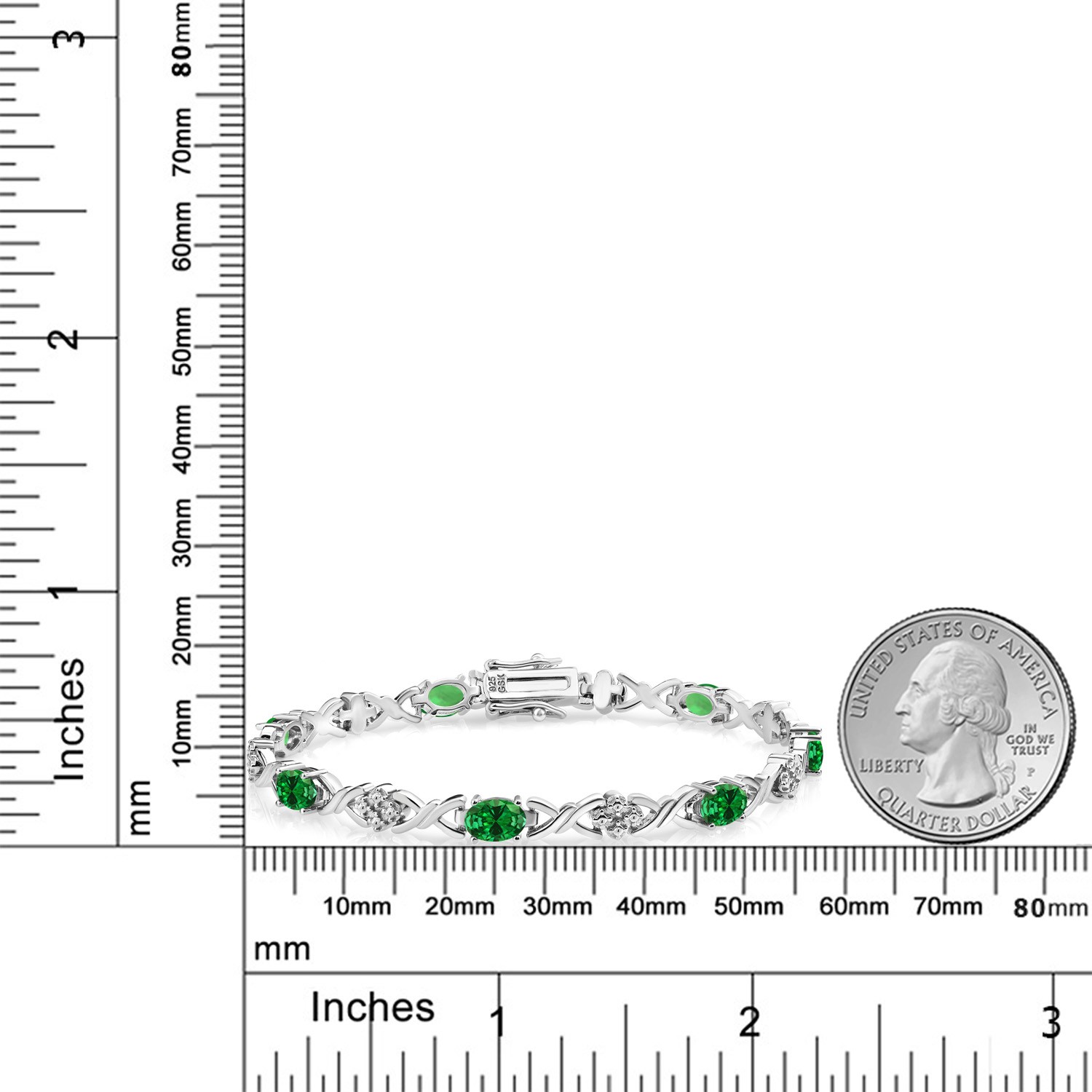 2.80 Cttw Simulated Emerald Tennis Bracelet For Women | 925 Sterling Silver |