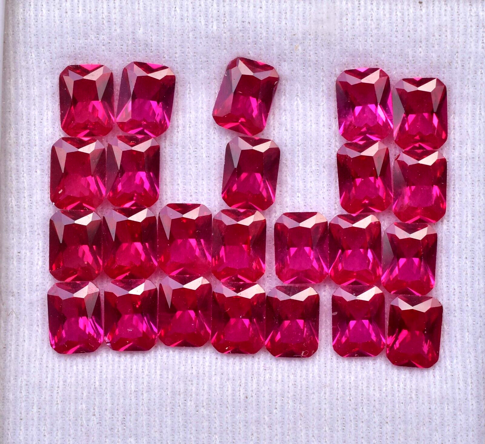 24 Pcs Natural Mogok Red Pink Ruby Emerald 7.80mm Certified Stunning Gemstone