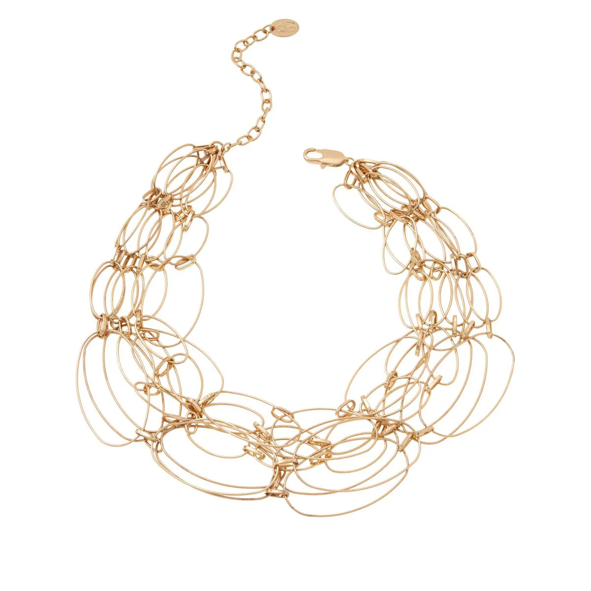 Marla Wynne Goldtone Oval Link Multistrand Adjustable Necklace 19″