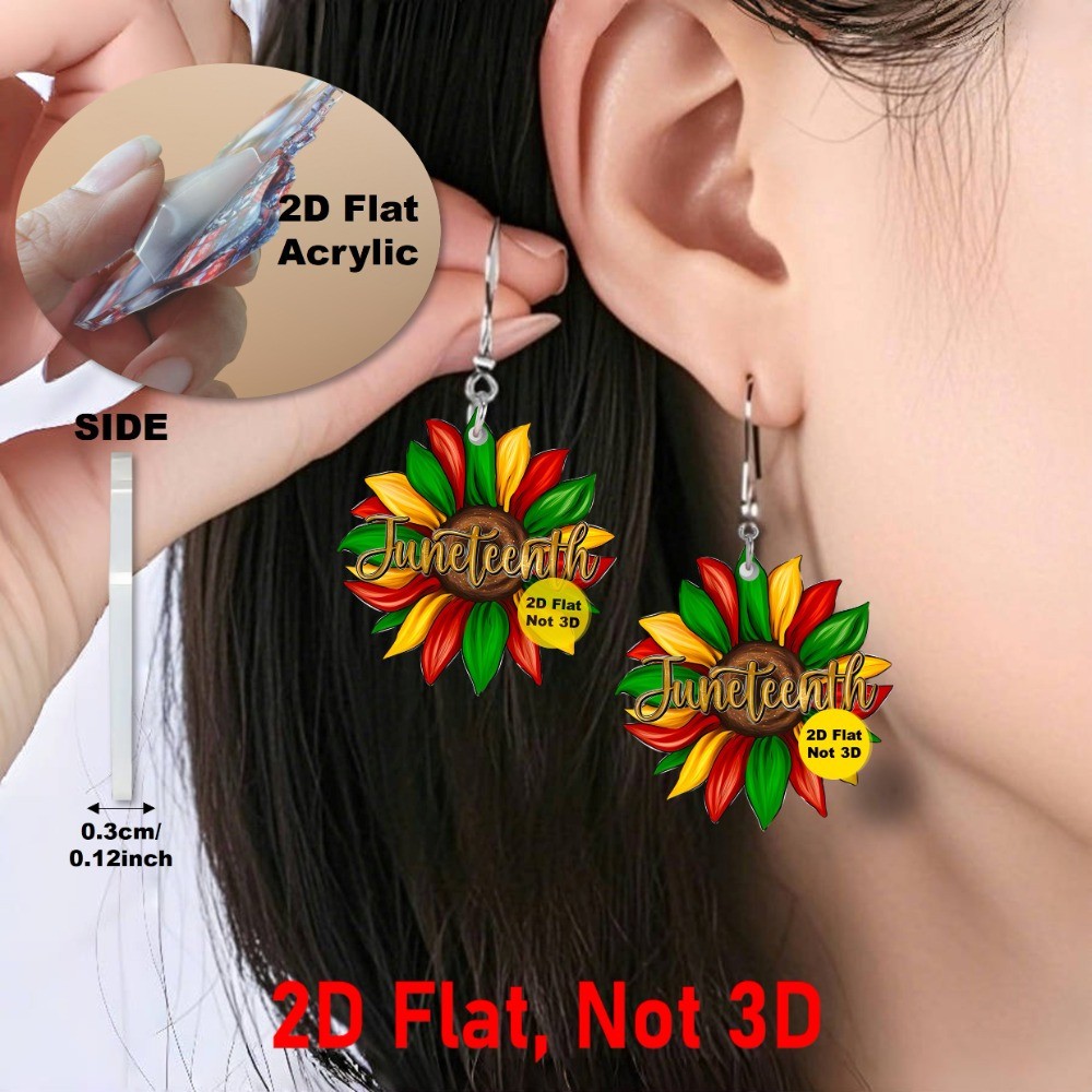 1 Pair of Acrylic June Festival Red Yellow Green Sunflower Teardrop Earrings