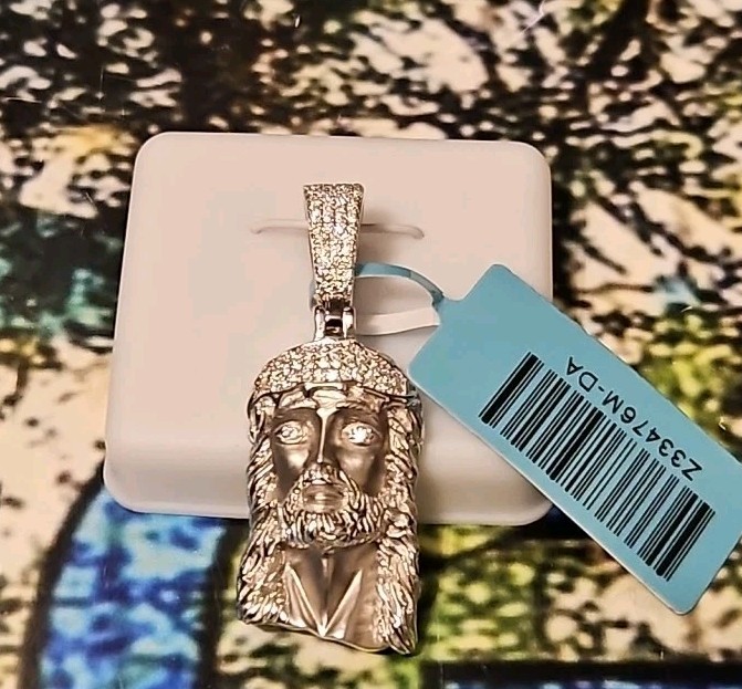 Jesus Pendant 925 Sterling Silver Moissanite 1.5″ .50 CTW VVSD