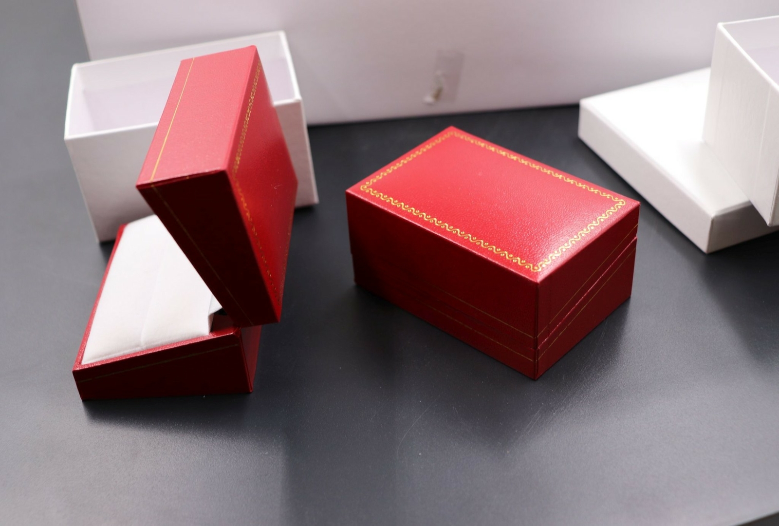 Faux Leather Double Ring Box Red ValentineVolume Pricing JEWELRY PAWN Display