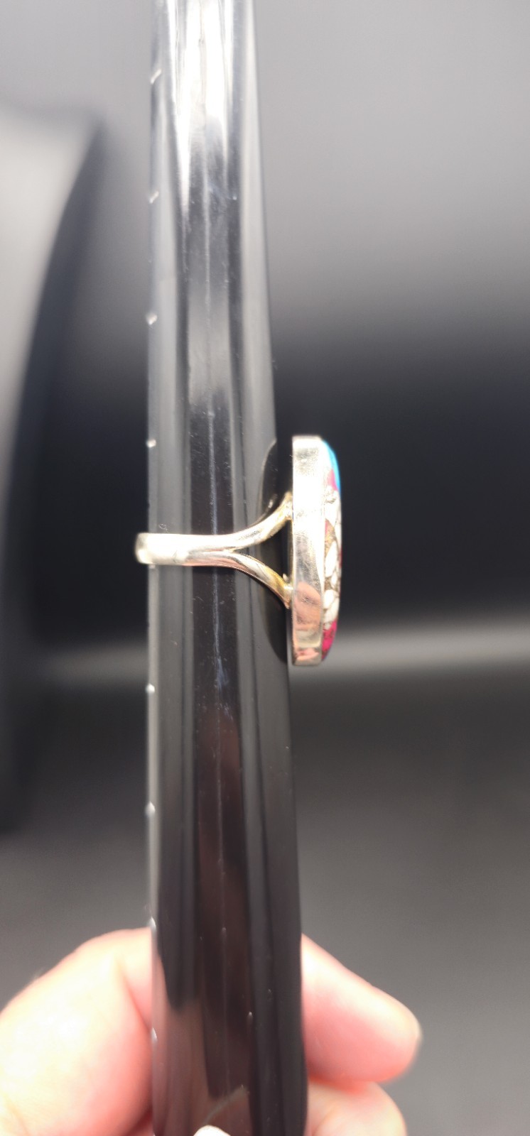 Cotton Candy Turquoise Sterling Silver Ring Size 7 Oval Pink Blue White 925