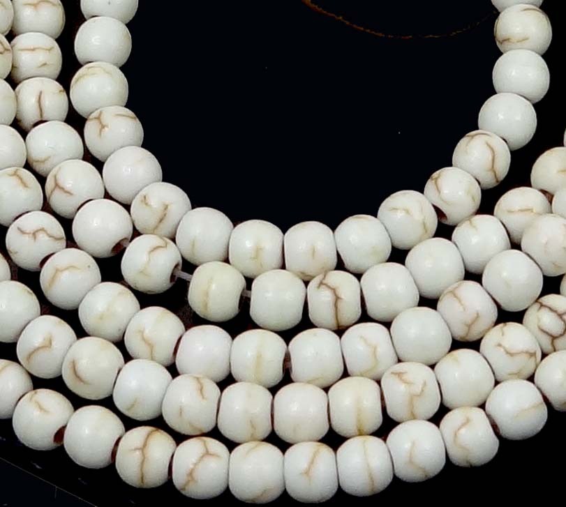 4mm White Howlite Turquoise Round Beads 15.5″