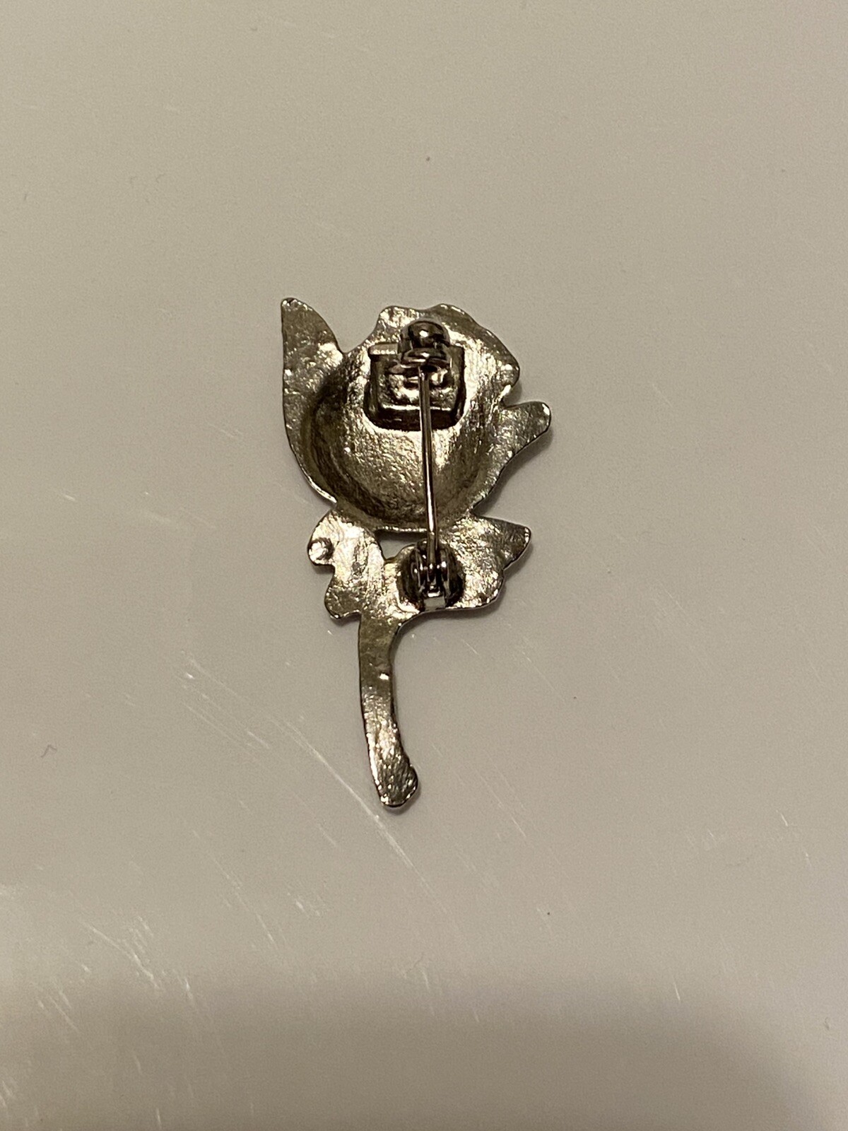Pink Rose – Love – Beauty – Silver Tone Borders – Vintage Lapel Pin