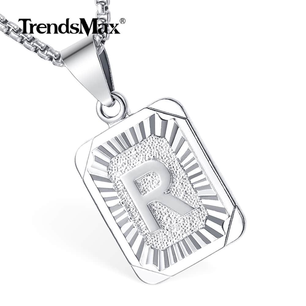 Silver Plated Initial 26 Letter A-Z Charm Pendant Necklace 18″-22″ Female Male