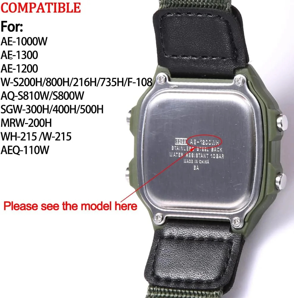 Resin Strap Compatible with Casio AE-1300 AE-1200 F-108 W-216H AE-1000w SGW-300H