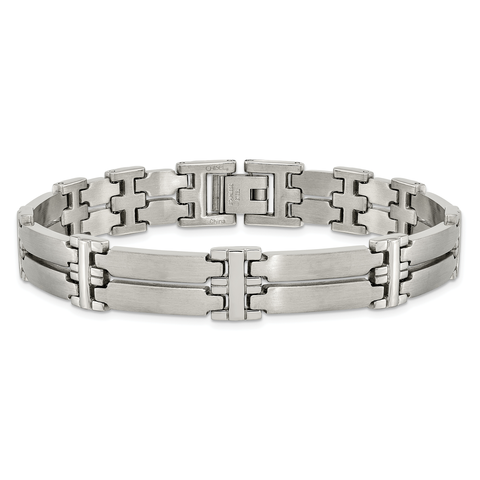 Chisel Stainless Steel Brushed and Polished 8.5 inch Link Bracelet SRB1417