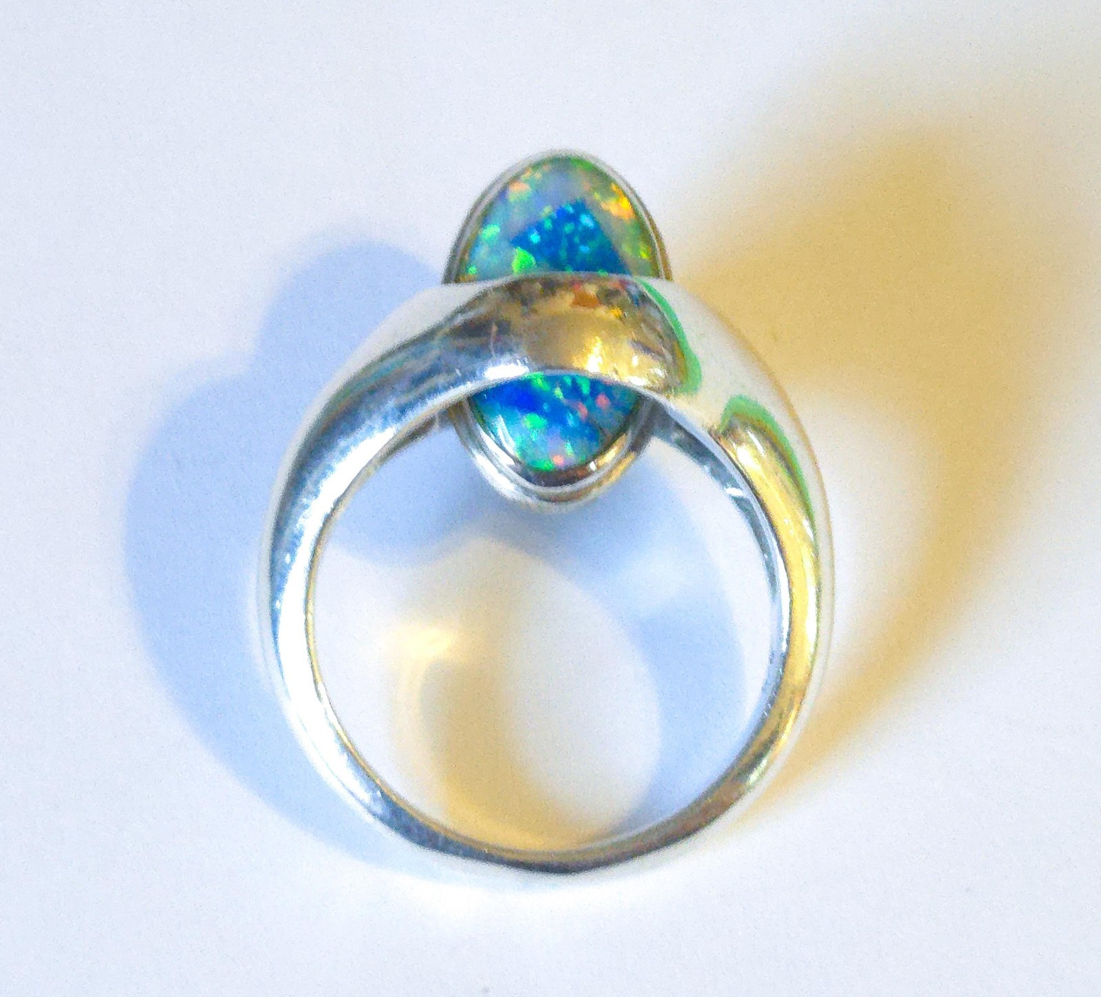 Vintage Native American Sterling Silver Two Sided Reversible Opal Inlay Ring 7