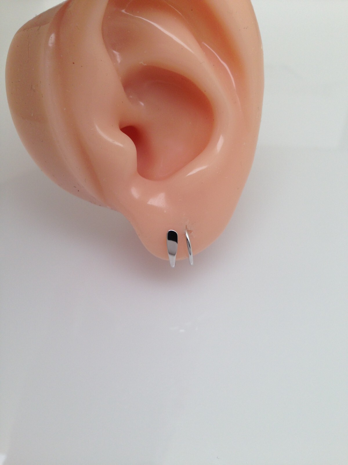 925 Sterling Silver Spiral Threader Huggie Hoop Earrings 10mm x0.5mm VERY TINY