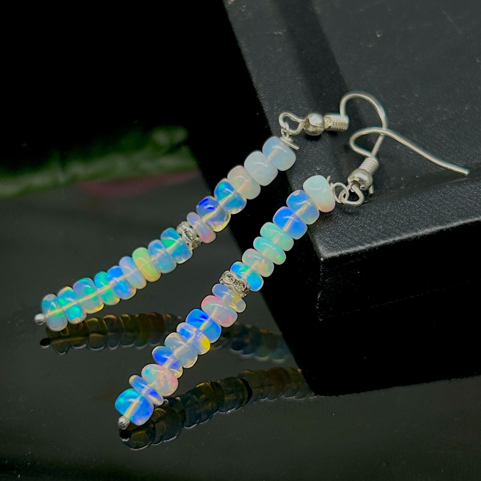 AAA+ Fire Opal Gemstone Cluster Earring, Genuine Multifire Opal Nugget Beads