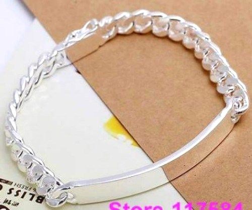 Silver Plated Link Chain ID/Identification Bracelet 7 1/2″ Long x5/16″ Wide