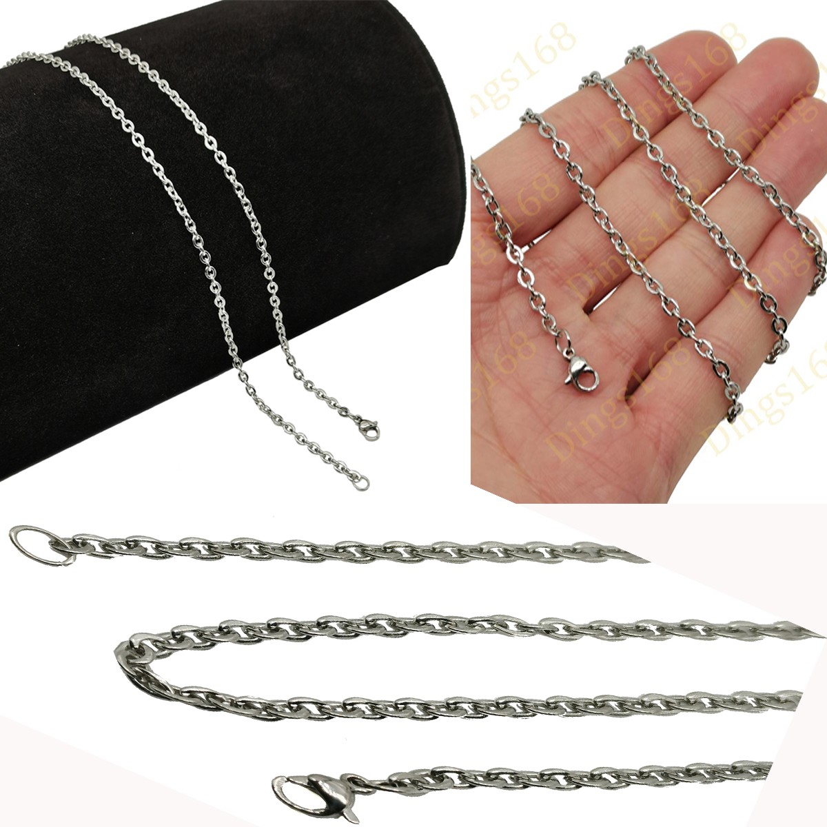 18K White Gold Filled Tarnish-Resist/Nickel-Free 22 inch 2 mm Cable Chain A146W