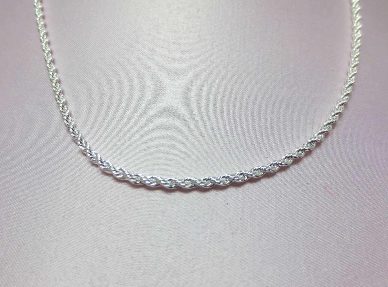 16,18,20,24,30 INCH STERLING SILVER .925 PLATED 3 MM ROPE CHAIN NECKLACE