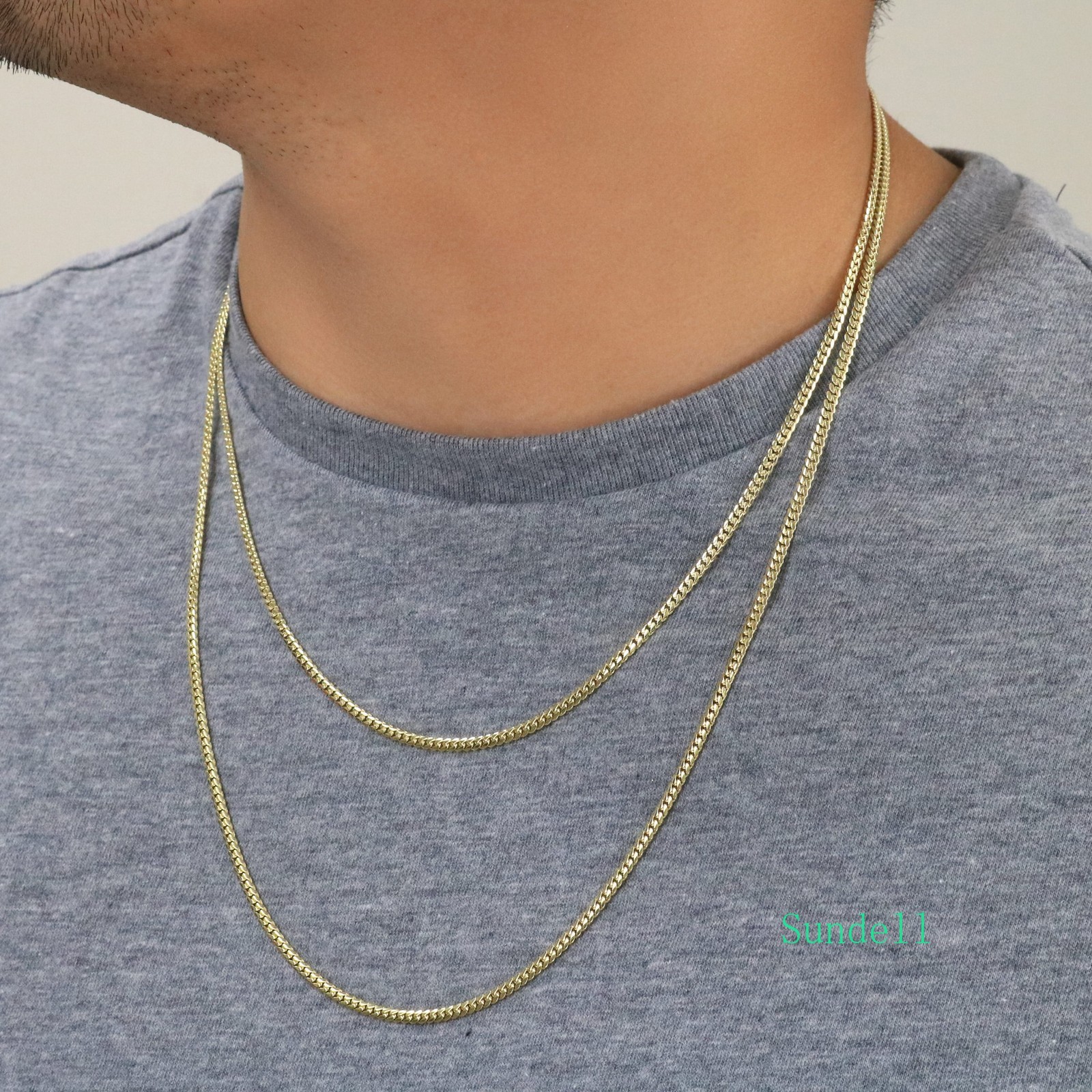 18K Yellow Gold Solid 2.7mm-7mm Miami Cuban Chain Necklace Mens Womens 16″-30″