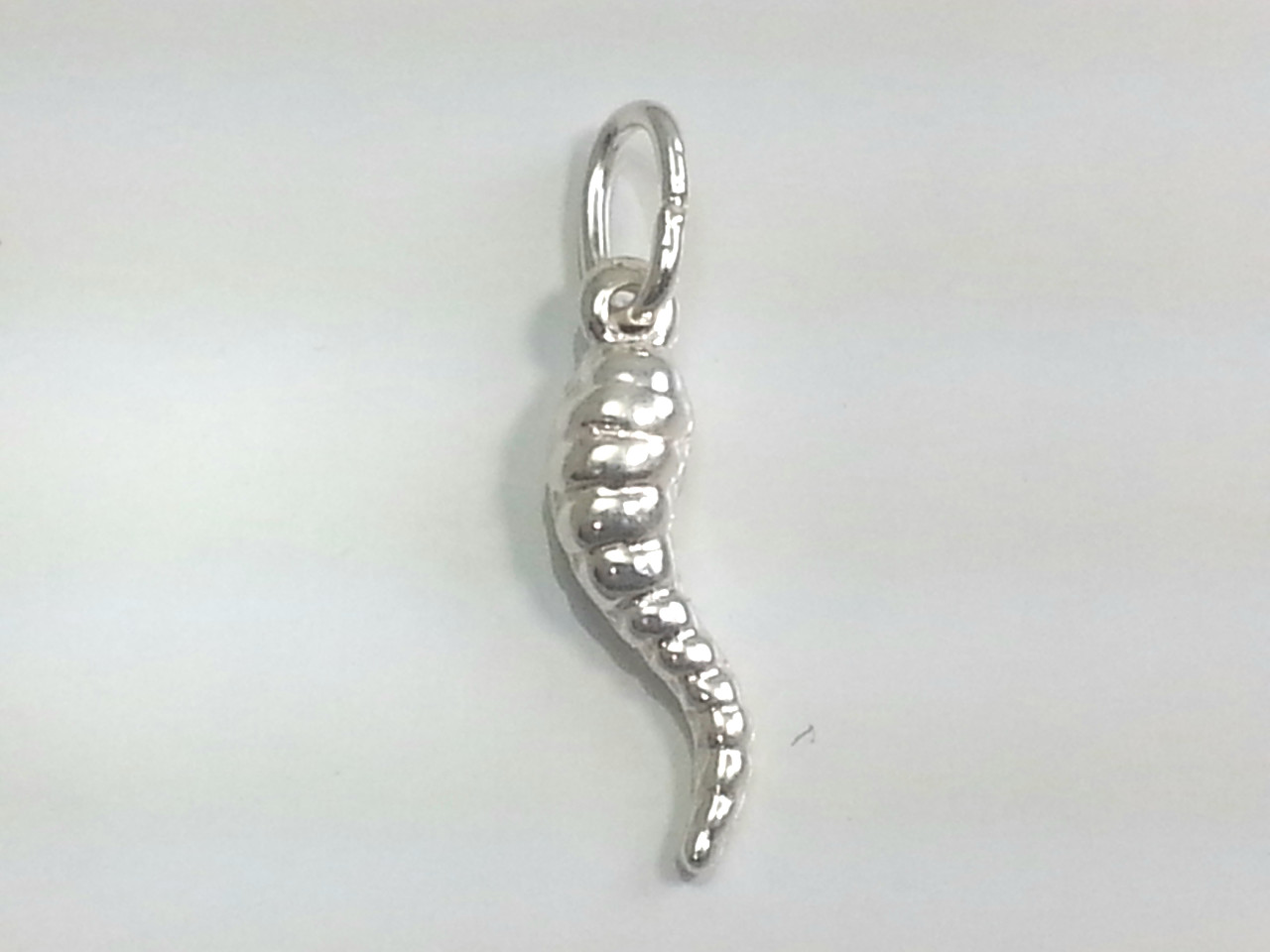 Italian Horn Pendant Twirl Design 1.25 inch Long 925 Sterling Silver New