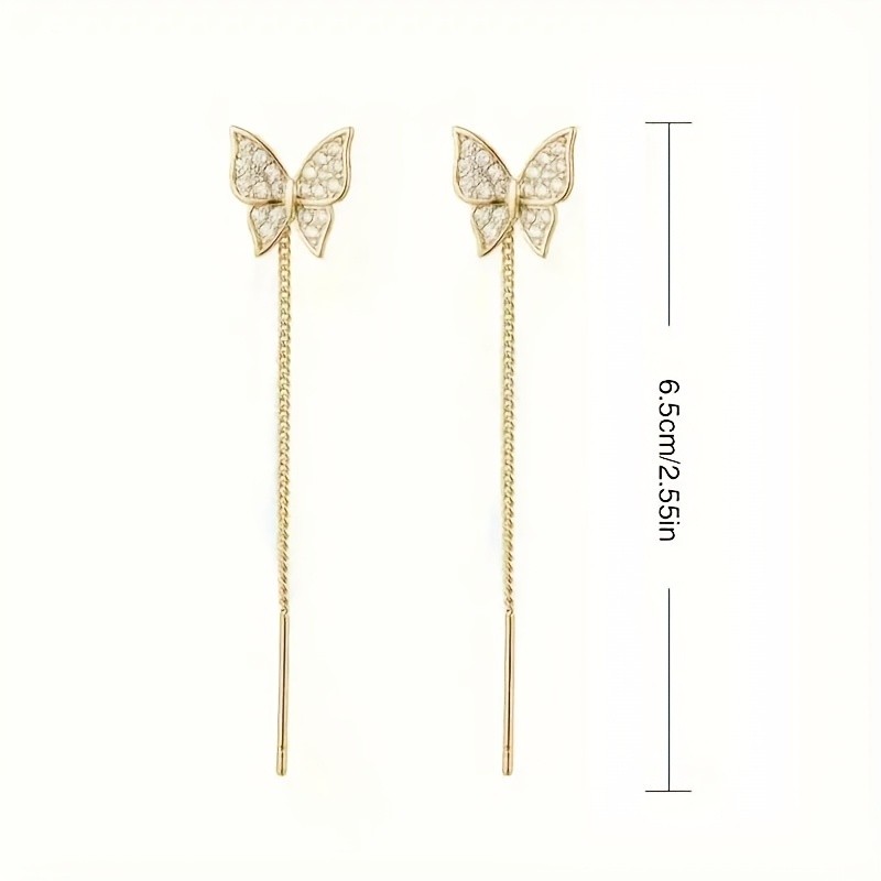 925 Silver Butterfly Dangle arrings Drop Dangle Women Jewelry Threader Tassel