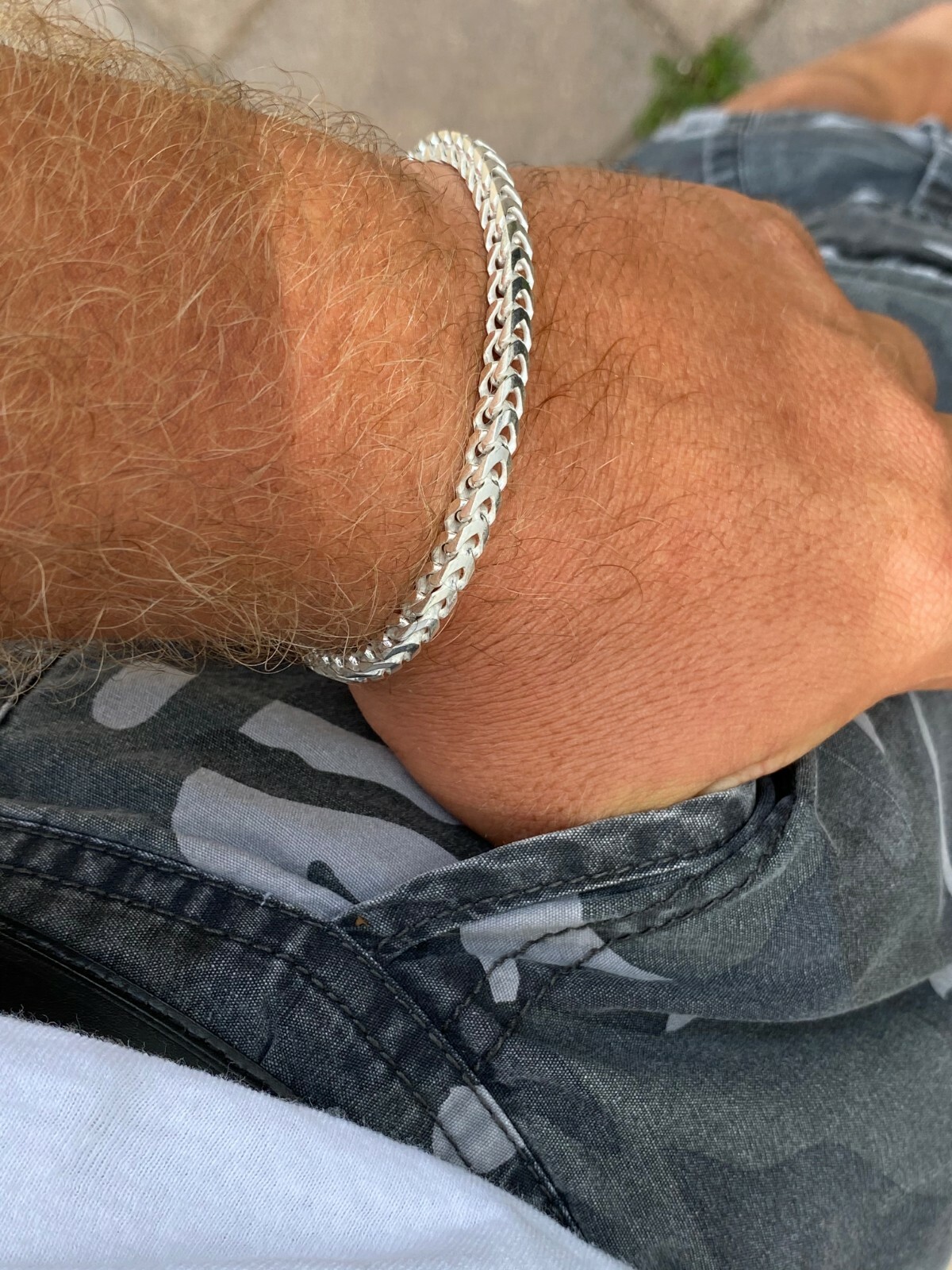 Real Solid 925 Sterling Silver Franco Bracelet 2.5-5mm ITALY MADE Men’s Pulsera