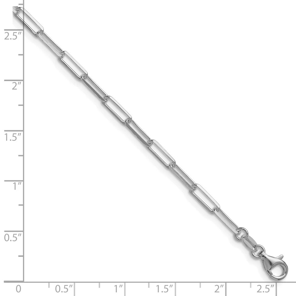 Sterling Silver Rhodium-Plated 3.1mm Diamond-Cut Paperclip Chain Bracelet 7″-8″