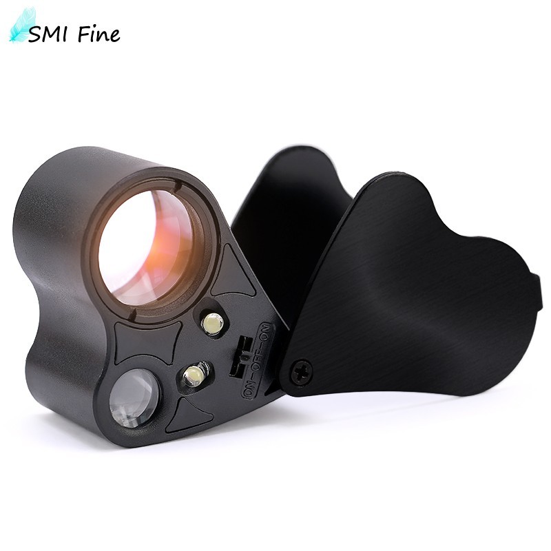 30X 60X Illuminated Jewelers Eye Loupe Foldable Magnifier Bright LED Light Gold