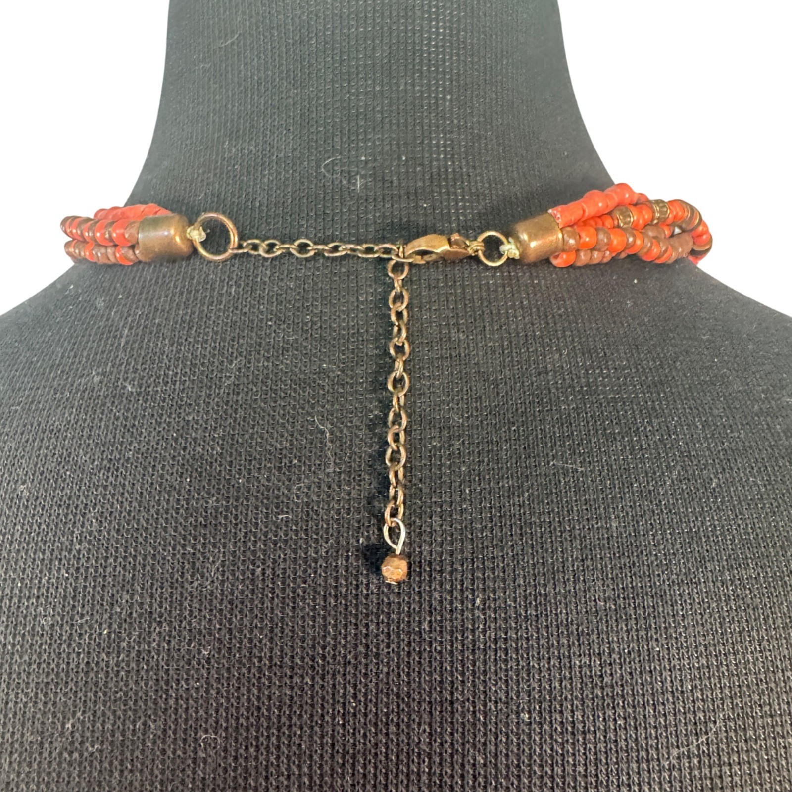 Beaded Tassel Layered Necklace Adjustable Boho Jewelry Orange Brown 16-36 Inches
