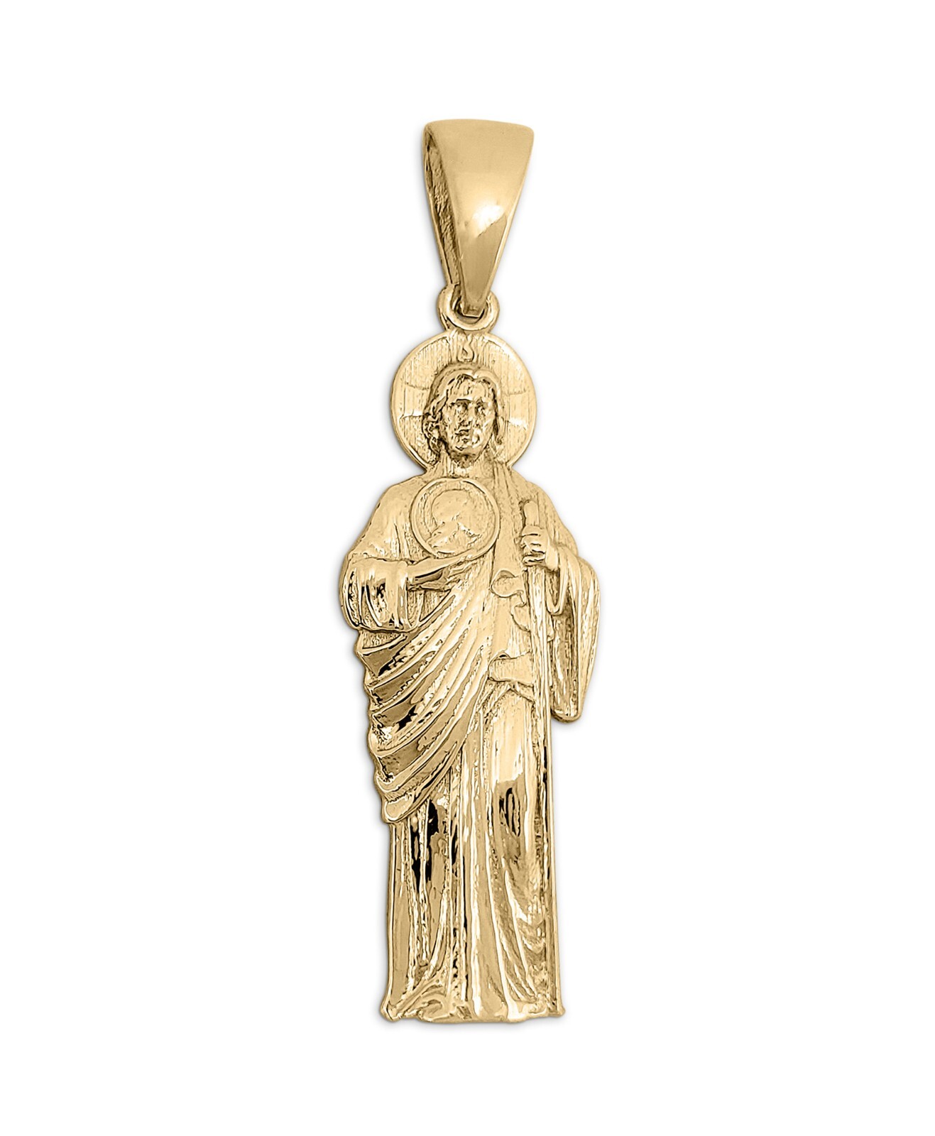 Real 18K Yellow Gold Saint Jude Thaddeus Pendant Patron Saint of Hope Religious