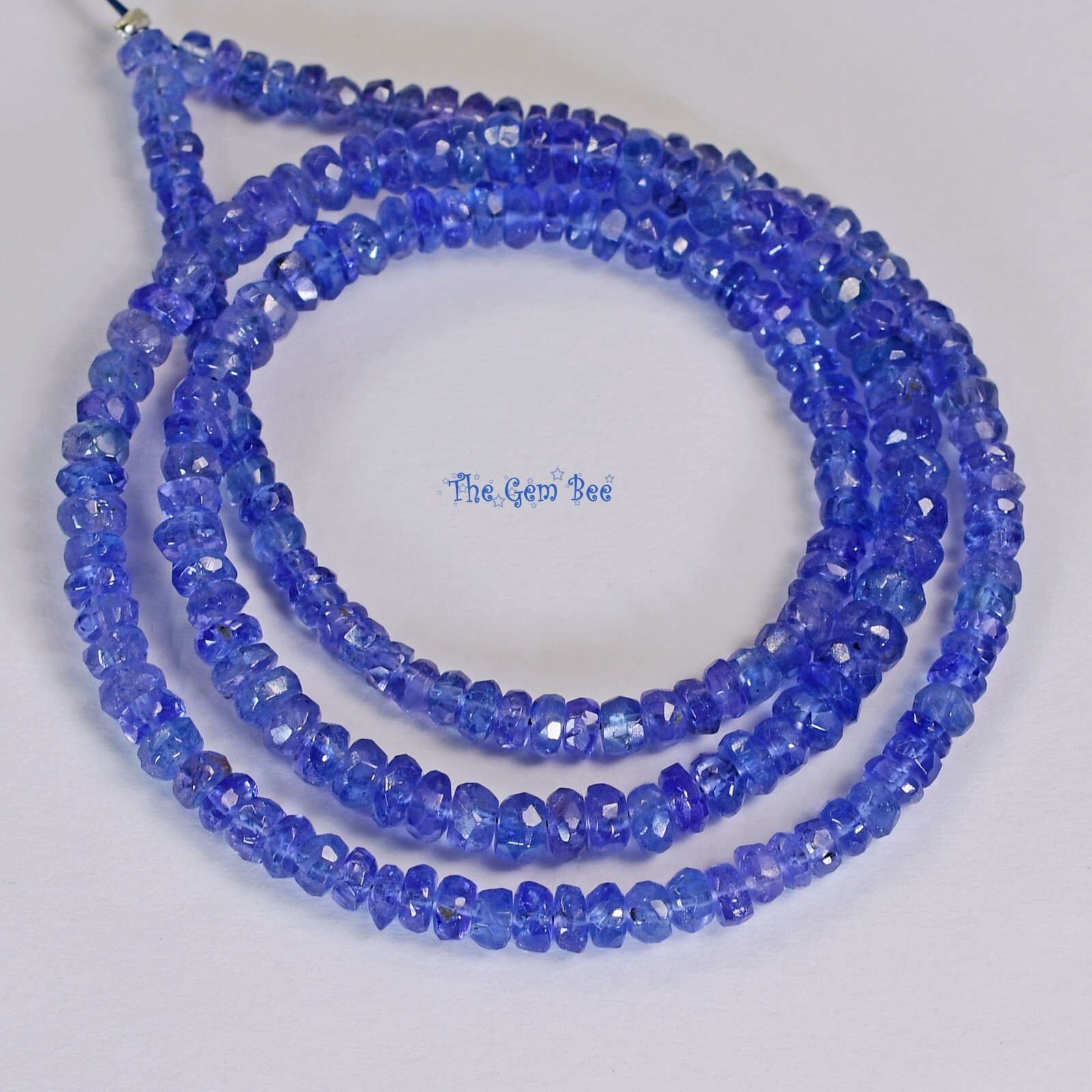 3.3mm-4.2mm Fine Tanzanite Faceted Nugget Abstract Rondelle Beads 16″ Strand